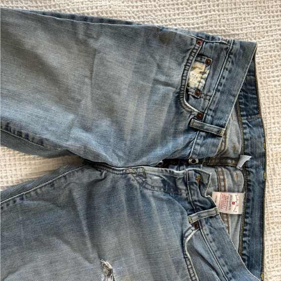 Lucky Brand Distressed Blue Flare Jeans - Picture 3 of 8